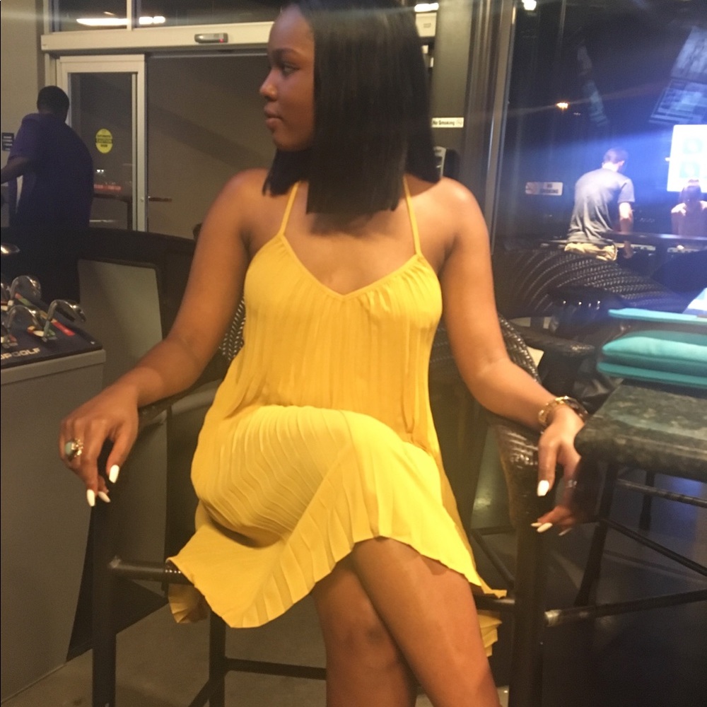 Yellow pleated Dress